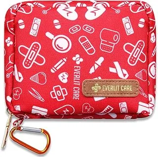 EVERLIT - Mini paquete de rescate | 105 artículos esenciales médicos organizados en bolsa de almacenamiento portátil | Kit de primeros auxilios para niños de tamaño bolsillo con anillo en D | Kit