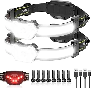 EXIN DECHEN - Linterna frontal LED recargable, 1200 lúmenes, linterna frontal súper brillante, faros LED de haz ancho de 270° con luz trasera roja, 8 modos de luz ligera e impermeable