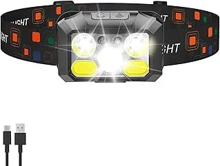 Faro LED recargable, 400 lúmenes con luz roja y blanca, 8 modos, carga USB-C, IPX4 impermeable, para correr, senderismo, pesca y campamento