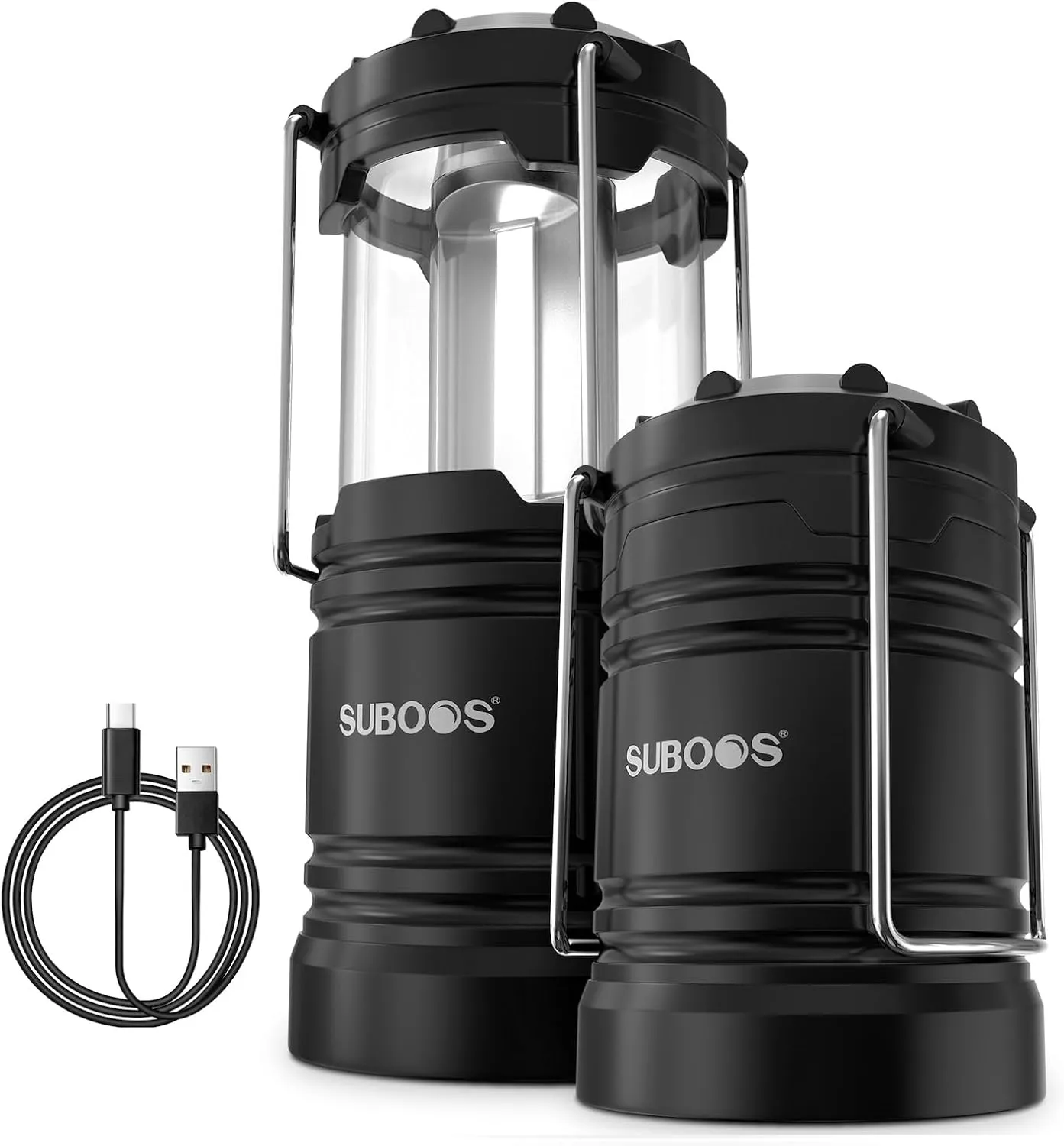 SUBOOS Farol de Camping Recargable Solar USB y Pilas con Base Magnética