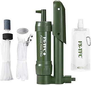 Filtro de agua de bolsillo Supervivencia Purificador de agua de 0.01 micrones Equipo de supervivencia de emergencia para beber mochilero Senderismo Camping Filtración al aire libre