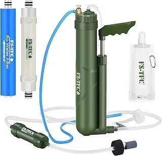 Filtro de agua portátil Equipo de supervivencia de alta precisión y gran flujo opcional 2 en 1 purificación de agua para senderismo, camping, viajes y preparación para emergencias