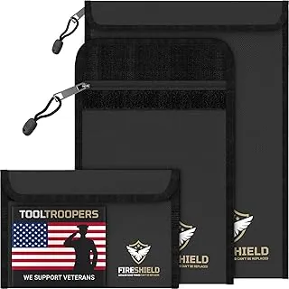 FIRESHIELD PRO - Bolsa de documentos ignífuga mejorada de 2000 °F (3 unidades) – Bolsa de dinero resistente al fuego y al agua para dinero en efectivo – Almacenamiento seguro para fotos familiares, joyas, pasaporte y documentos importantes – Tamaño: S, M y L