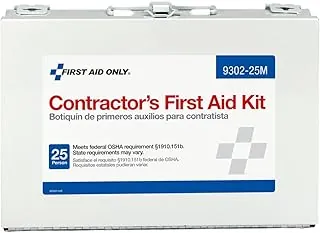 First Aid Only 9302-25M Kit de primeros auxilios para contratistas para 25 personas para renovación del hogar, lugares de trabajo y vehículos de construcción, 178 piezas