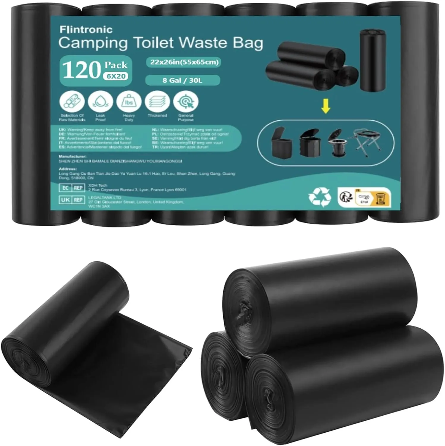 Bolsas de inodoro biodegradables para saneamiento de emergencia