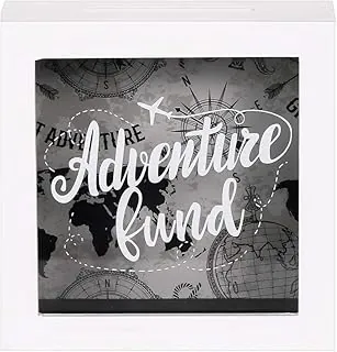 Fondo de aventura de 6 x 6 pulgadas, caja de sombra blanca, vitrina decorativa de madera, caja de ahorros de dinero, caja de memoria con fondo de mapa del mundo