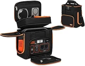 Funda de transporte portátil compatible con Jackery Explorer 300/300 Plus/240/240 v2/290/160, diseño abatible, bolsa de almacenamiento de estación de energía suave de doble capa para accesorios/cable