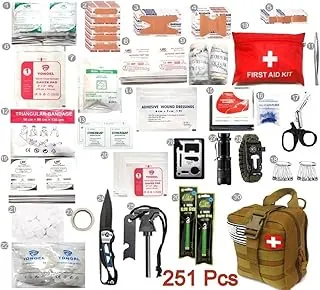 Galaxy - 251 kits de primeros auxilios para supervivencia, emergencia, trauma, militar, táctica, médica, caza, camping, senderismo, pesca, bolsa IFAK EMT (caqui)