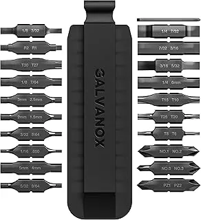 GALVANOX Juego de 21 piezas de brocas planas diseñado para destornilladores multiherramienta Leatherman, [59-HRC] Acero de impacto endurecido S2 de grado industrial, el set incluye soporte de funda de