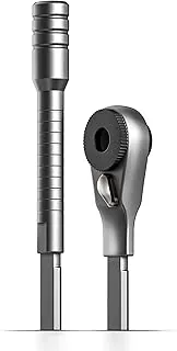 GALVANOX Juego de trinquete de extremo plano y extensor de brocas para múltiples herramientas, diseñado para usar con modelos Leatherman, destornillador de trinquete (plateado)