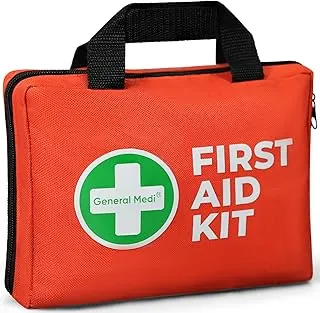 General Medi Kit de primeros auxilios, kit de primeros auxilios pequeño de 250 piezas, incluye manta de aluminio de emergencia, paquete frío instantáneo, tijeras para viajes, hogar, oficina, vehículo, campamento, lugar de trabajo y al aire libre