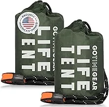 Go Time Gear Tienda de campaña de supervivencia • Tienda de campaña de tubo de emergencia Mylar para 2 personas + Paracord • Protección para todo tipo de clima para camping, senderismo y kits de supervivencia • Incluye silbato de emergencia