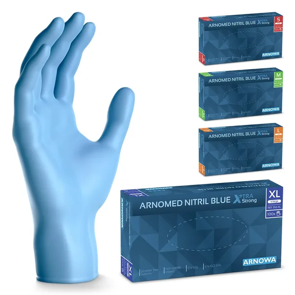 ARNOMED Guantes nitrilo extra fuerte 50% más gruesos talla XL pack 100