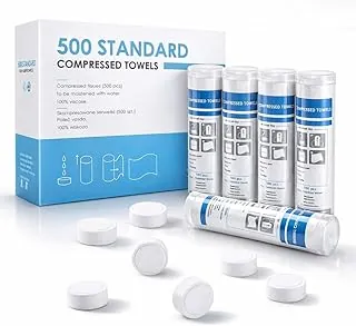 HAPPY CHEERS 500 toallas comprimidas desechables, toallas compactas de viaje para monedas, tejidos de compresión suave, píldoras para exteriores, viajes, campamento y salón de belleza