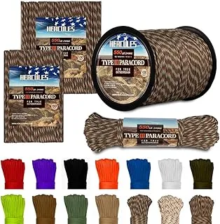 HERCULES - Cuerda de paracaídas tipo III Paracord 550, cuerda de supervivencia, camuflaje, 50 pies