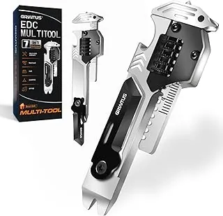 Herramienta multiusos EDC Gear Multitool 7 en 1 con llave, abridor de botellas, rompecristales de ventana de coche, barra de palanca, destornillador Phillips plano, herramientas EDC para mantenimiento