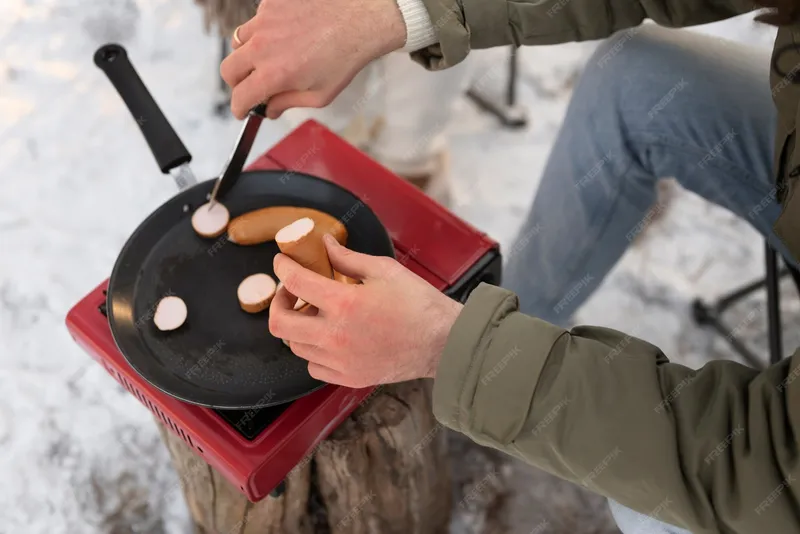 Hornillo de camping portátil con cartucho de butano para cocinar sin electricidad