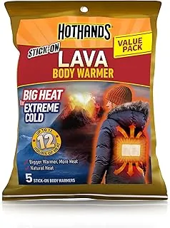 HOTHANDS LAVA - Calentadores corporales - Hasta 12 horas de calor constante - Paquete económico a granel de calentadores activados por aire - 5 calentadores individuales - Paquete económico - Gran