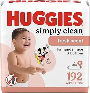 Huggies Simply Clean Toallitas de bebé con aroma fresco, 3 paquetes de tapa abatible de 64 (total de 192 toallitas), el embalaje puede variar