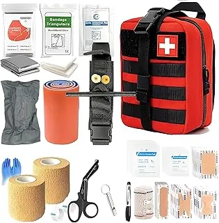 IFAK Kit de trauma con torniquete, vendaje de 6 pulgadas, férula, kit táctico de primeros auxilios para automóvil, camping, senderismo y viajes con bolsa Molle