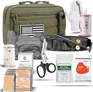 IFAK Kit de trauma con torniquete, vendaje israelí de 4 pulgadas, vendajes elásticos, juego de 34 piezas de kit táctico de primeros auxilios para automóvil, campamento, senderismo y viajes