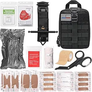 IFAK Kit de trauma con torniquete, vendaje israelí de 4 pulgadas, kit de primeros auxilios para automóvil, camping, senderismo y viajes con bolsa Molle