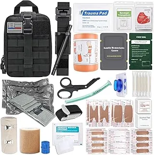 IFAK Kit de trauma con torniquete, vendaje israelí de 6 pulgadas, férula, kit táctico de primeros auxilios para automóvil, campamento, senderismo y viajes con bolsa Molle