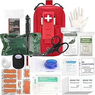 Ifak Med Trauma Kit, Kit de primeros auxilios de emergencia táctica Molle, kit médico de supervivencia militar rojo Molle EMT, suministros de repuesto para cinturón de trabajo