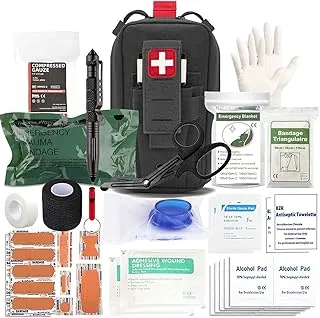 Ifak Med Trauma Kit, Kit de primeros auxilios tácticos de emergencia Molle negro, kit médico de supervivencia militar Molle EMT, suministros de repuesto para cinturón de trabajo