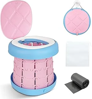 Inmorven Inodoro portátil para acampar, ir al baño plegable para niños pequeños, adultos, niños y niños, orinal de viaje para automóvil, campamento, viajes, barco, interior, emergencias al aire libre, viajes, etc., asiento de inodoro de entrenamiento de altura ajustable.