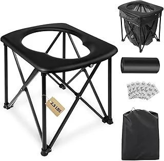 Inodoro portátil de 15.6'' para acampar, inodoro de campamento plegable ultraligero con instalación en 2 segundos, 350 LBS bacinilla portátil para adultos, compacto para acampar, senderismo, viajes en