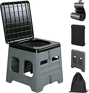 Inodoro portátil de camping para adultos - Inodoro plegable portátil con tapa, Inodoro portátil de viaje para adultos, Porta Potty para automóvil, Gris