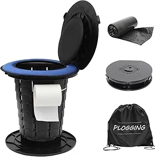 Inodoro portátil retráctil mejorado con cojín, inodoros de campamento de altura ajustable con tapa para adultos y niños, orinal portátil compacto para camping, automóvil, viajes, barco, tienda de campaña y uso de emergencia