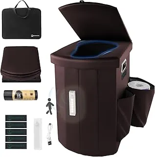 Inodoro Portátil XXL Mejorado para Camping para Adultos, Inodoro de Camping Plegable Portátil de 17.5", Inodoro de Viaje Portátil con Luz de Sensor Nocturno, Parche de Aroma, Bolso de Mano para