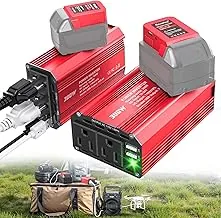 Inversor de potencia de 300 W compatible con batería Milwaukee de 18 V, 2 piezas de convertidor de batería portátil para exteriores con 3 USB 1 tipo C y 2 tomas de CA, convirtiendo DC 18 V/20 V a CA
