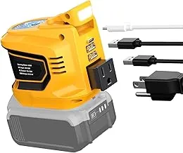 Inversor de potencia portátil compatible con DeWALT 20V, generadores Ecarke reales de 200W para exteriores con 2 USB, tipo C y AC, estación de energía portátil de CC 20V a CA 110V, adaptador de carga