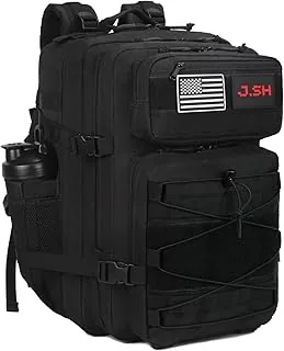 J.SH - Mochila táctica militar grande de 45 L para hombre, mochila EDC MOLLE, nailon Oxford 900D, paquete de 3 días de asalto, equipo táctico resistente para senderismo al aire libre, gimnasio, supervivencia resistente y bolsa de insectos, color negro