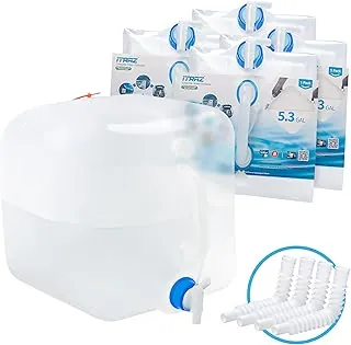 Jarra plegable para almacenamiento de agua, 4×5.3 galones, sin BPA, para camping, senderismo, caravana al aire libre y emergencia, contenedor de agua portátil con grifo, kit de supervivencia