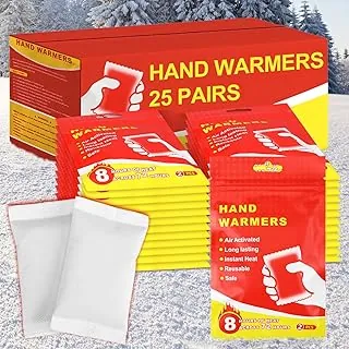 Jenaai 50 calentadores de manos de 3.5 x 2.1 pulgadas, resellables de emergencia de hasta 8 horas de calor en 72 horas (horas), de larga duración, seguro, natural, sin olor, activado por aire, para el frío invierno, esquí, senderismo, supervivencia