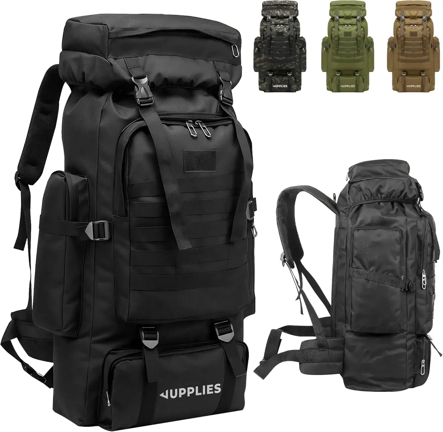 Mochila tactica JUPPLIES 45L Oxford 600D IPX5 resistente al agua con sistema MOLLE