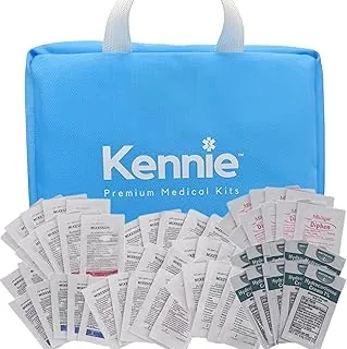 Kit de medicamentos de venta libre de 80 piezas, organizador de primeros auxilios y medicamentos diseñado por médicos con alivio del dolor, fiebre, alergias y estómago para el hogar, viajes y