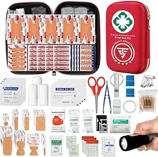 Kit de primeros auxilios 2 en 1 y kit de supervivencia, 300 piezas, primeros auxilios para automóvil, campamento de primeros auxilios, kit multiusos, preparación para emergencias para todas las