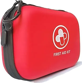 Kit de primeros auxilios de 150 piezas de carcasa dura impermeable Kit médico de emergencia para el hogar, camping, senderismo, deportes, oficina, aventura portátil IFAK Kits (rojo)