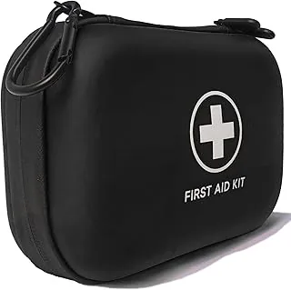 Kit de primeros auxilios de 196 piezas de carcasa dura impermeable portátil kit médico para el hogar, camping, coches, senderismo, viajes, al aire libre, kits de emergencia de aventura (negro)