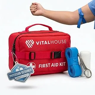 Kit de primeros auxilios de 346 piezas con torniquete | Suministros de emergencia y trauma diseñados por médicos Vital House para el hogar, automóvil, viajes, campamento y senderismo