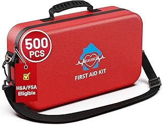 Kit de primeros auxilios de 500 piezas para viajes/campamento/negocios/hogar/coche, kit de emergencia impermeable para senderismo, deportes, camión, oficina, vehículo y suministros de emergencia al aire libre, artículos esenciales de viaje en el hogar bien organizados