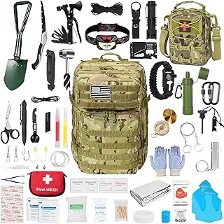 Kit de primeros auxilios de supervivencia, 99 piezas, equipo de supervivencia profesional, mochila grande de senderismo con equipo de emergencia, accesorios de aventura al aire libre, regalo para