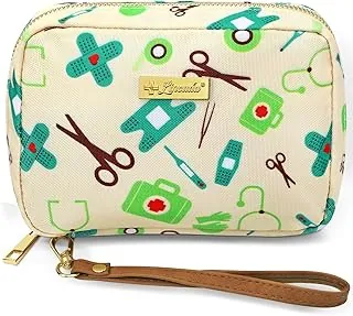 Kit de primeros auxilios de viaje portátil para niños y adultos, kit de primeros auxilios de emergencia multiusos de 143 piezas para el hogar, automóvil, bolsa de pañales, supervivencia, campamento, senderismo y más (color blanquecino)