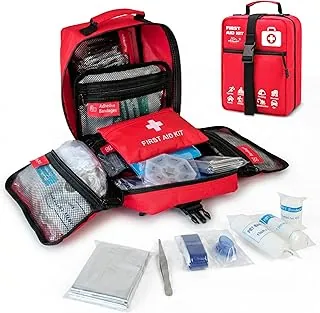 Kit de primeros auxilios grande premium de 556 piezas, bolsa de primeros auxilios médicos de supervivencia – compartimentos etiquetados, esencial para el lugar de trabajo, hogar y deportes, diseño