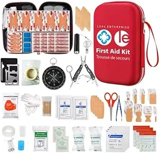 Kit de primeros auxilios LE-300 de lujo con (300 piezas) de suministro esencial para cualquier excursión. Campamento, deportes, navegación, senderismo, etc. Imprescindible para cada
